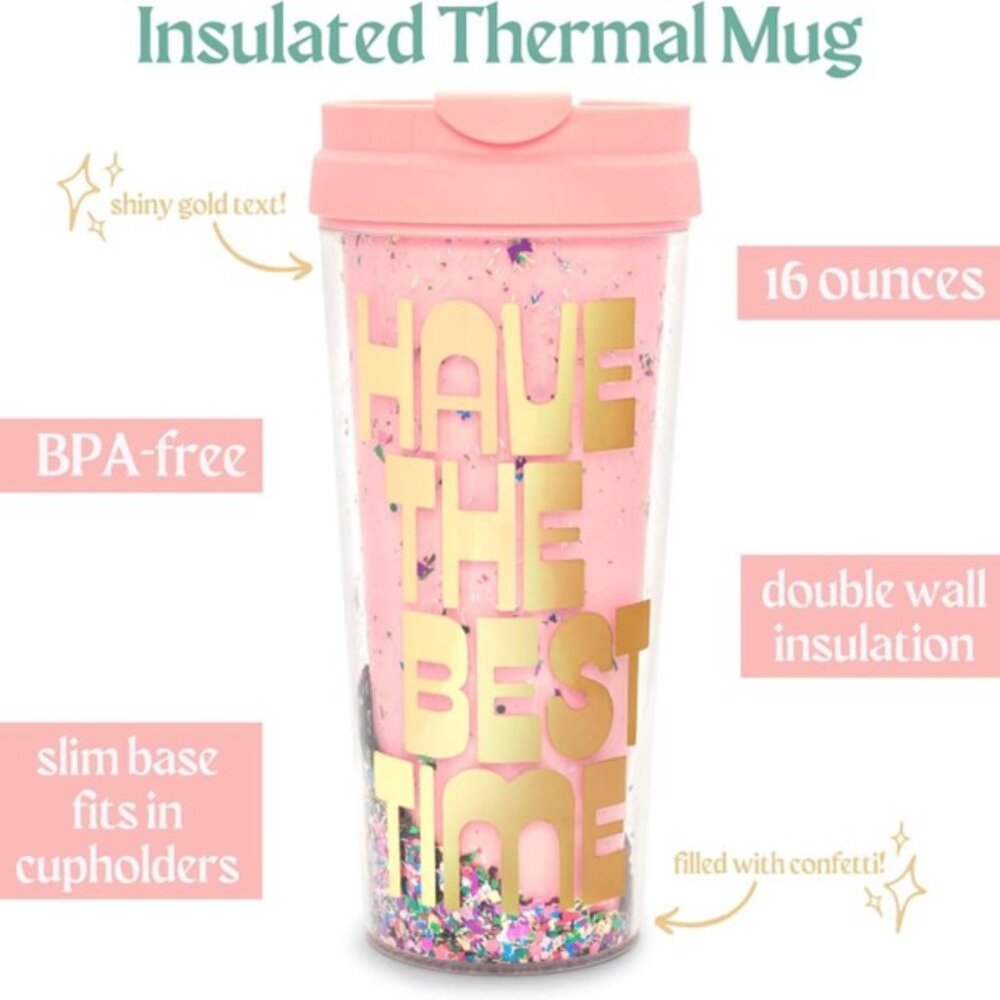 BAN.DO “Have the Best Day” Hot Stuff Deluxe‎ Thermal Mug (16 oz.) NEW IN PKG!